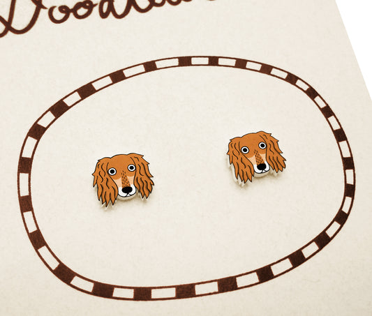 Tiny Red Saluki Stud Earrings | Hypoallergenic Dog Jewelry
