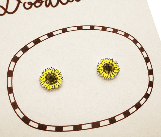 Tiny Sunflower Stud Earrings | Hypoallergenic Handmade Jewelry