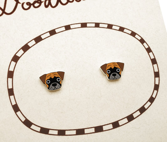 Tiny Brindle Boxer Stud Earrings | Hypoallergenic Dog Lover Jewelry