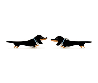 Tiny Black & Tan Dachshund Stud Earrings | Hypoallergenic Dog Lover Jewerly