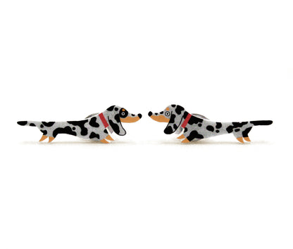 Tiny Dapple Dachshund Stud Earrings | Hypoallergenic Dog Jewelry