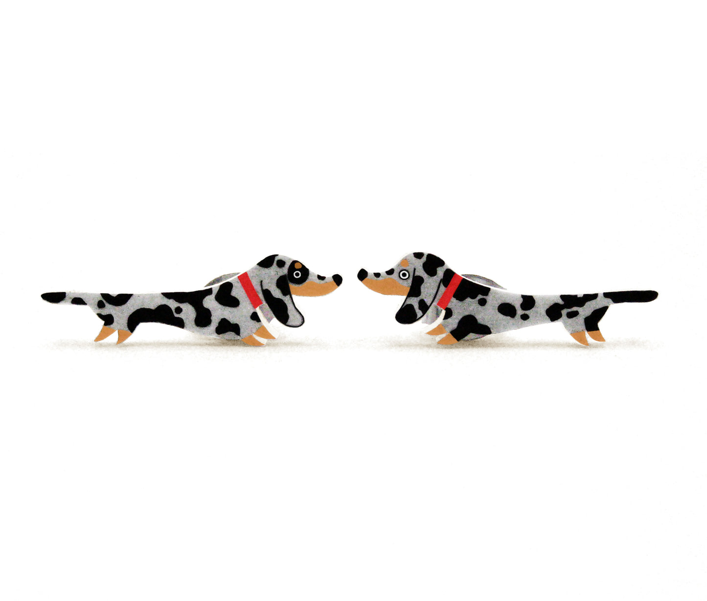 Tiny Dapple Dachshund Stud Earrings | Hypoallergenic Dog Jewelry | Doxie Lover Gift