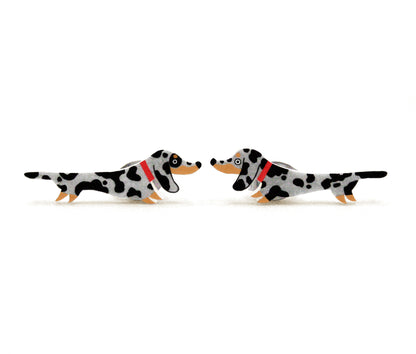 Tiny Dapple Dachshund Stud Earrings | Hypoallergenic Dog Jewelry | Doxie Lover Gift