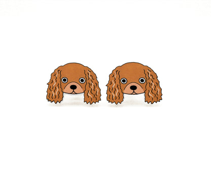 Tiny Ruby Cavalier King Charles Spaniel Stud Earrings | Hypoallergenic Handmade Dog Jewerly