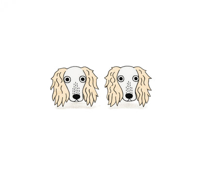 Tiny White Saluki Stud Earrings | Hypoallergenic Unique Dog Jewelry