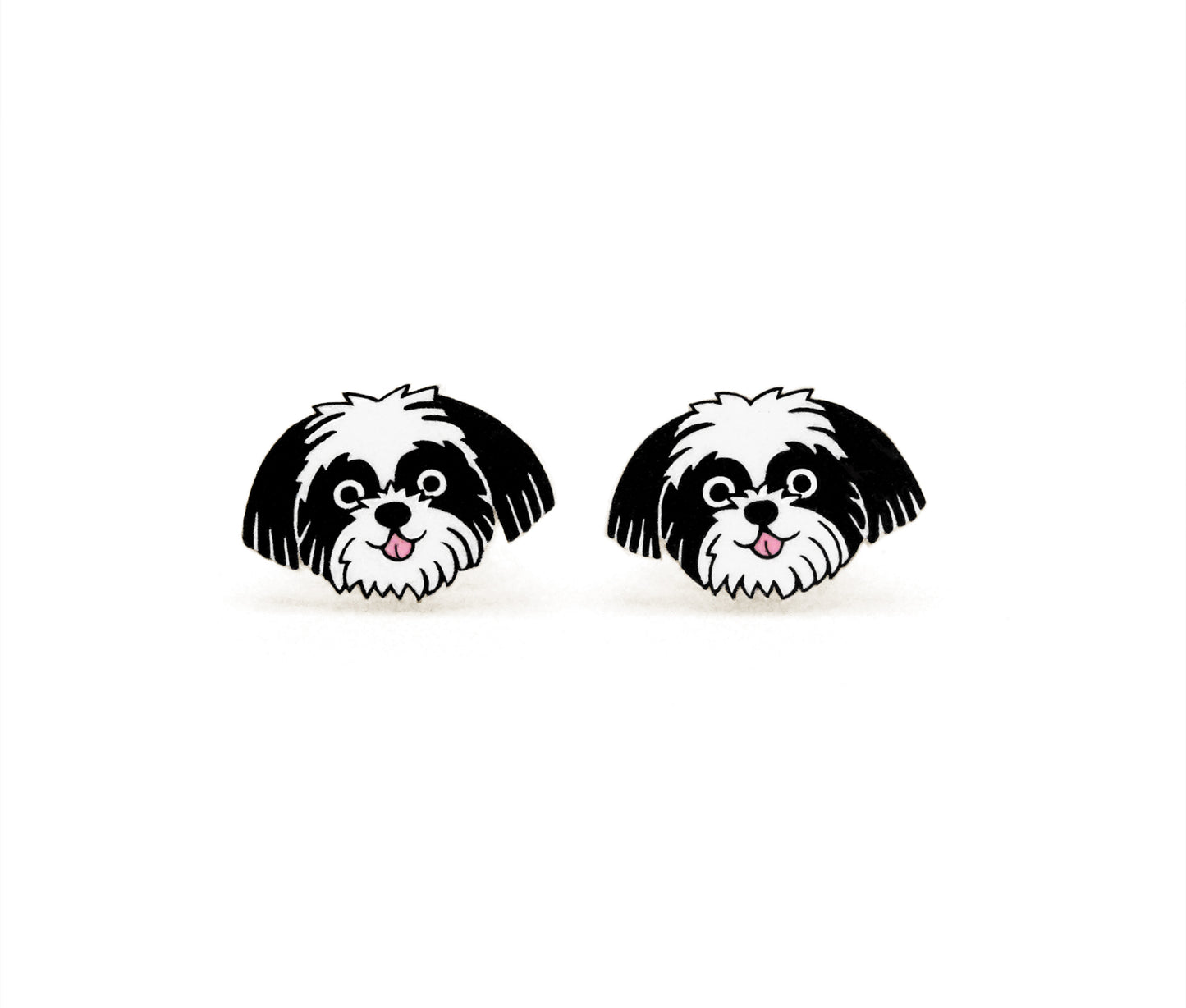 Tiny Black & White Shih Tzu Stud Earrings | Hypoallergenic Dog Jewelry