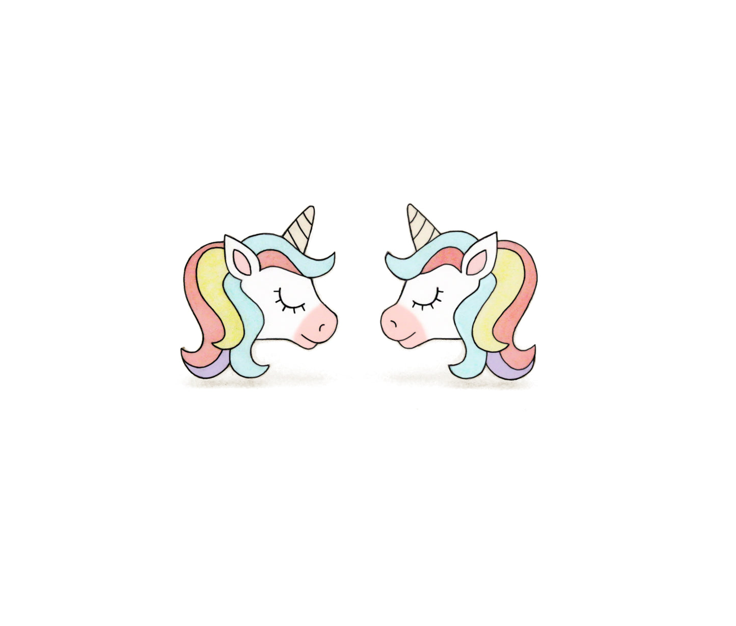 Tiny Rainbow Pastel Unicorn Stud Earrings | Hypoallergenic Jewelry