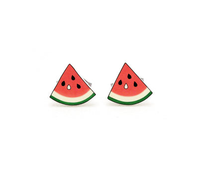 Tiny Watermelon Stud Earrings | Hypoallergenic Fun Summer Jewelry
