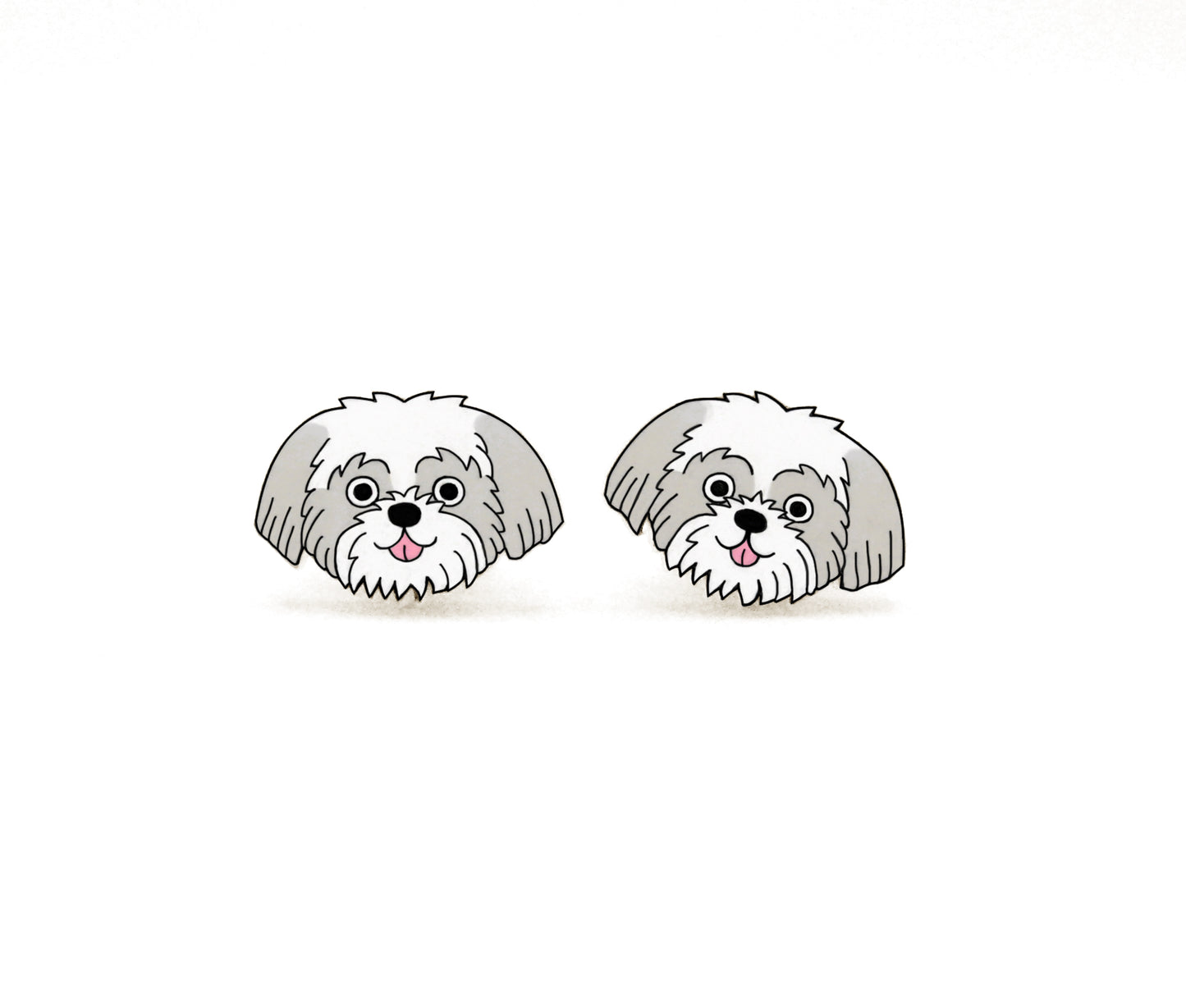 Tiny Silver & White Shih Tzu Stud Earrings | Hypoallergenic Pet Lover Gift