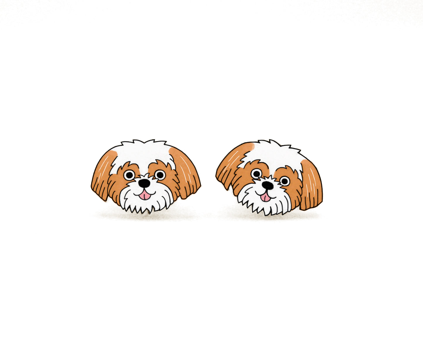 Tiny Red & White Shih Tzu Stud Earrings | Hypoallergenic Dog Mom Gift
