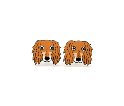 Tiny Red Saluki Stud Earrings | Hypoallergenic Dog Jewelry