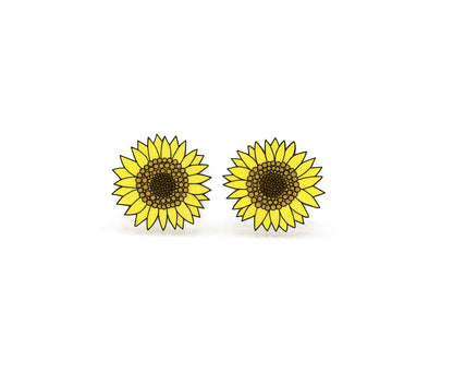 Tiny Sunflower Stud Earrings | Hypoallergenic Handmade Jewelry