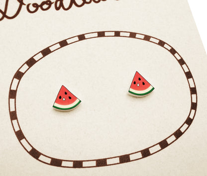 Tiny Watermelon Stud Earrings | Hypoallergenic Fun Summer Jewelry