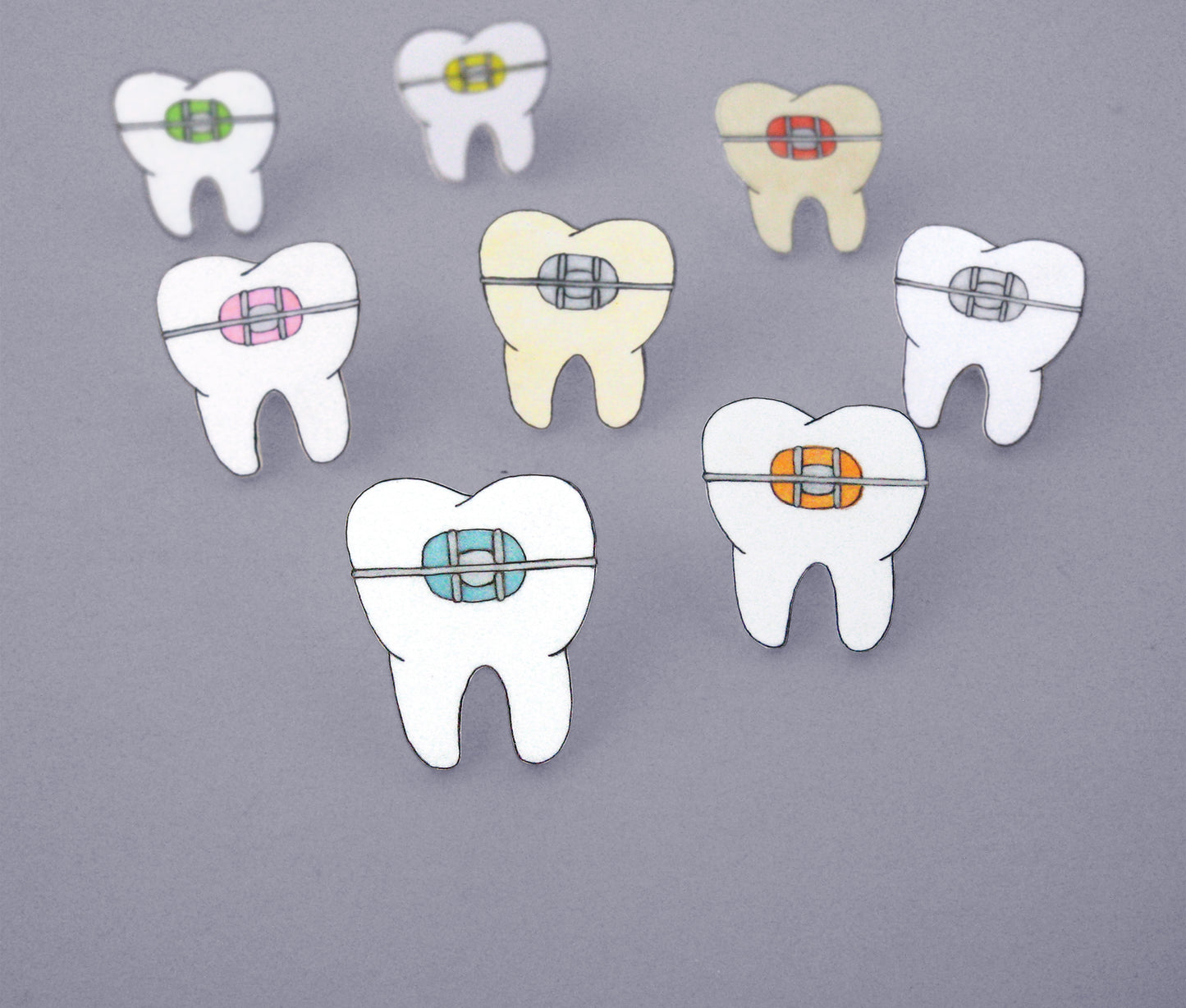 Braces Teeth Orthodontist Pin | Handmade Shrink Plastic Dental Jewelry