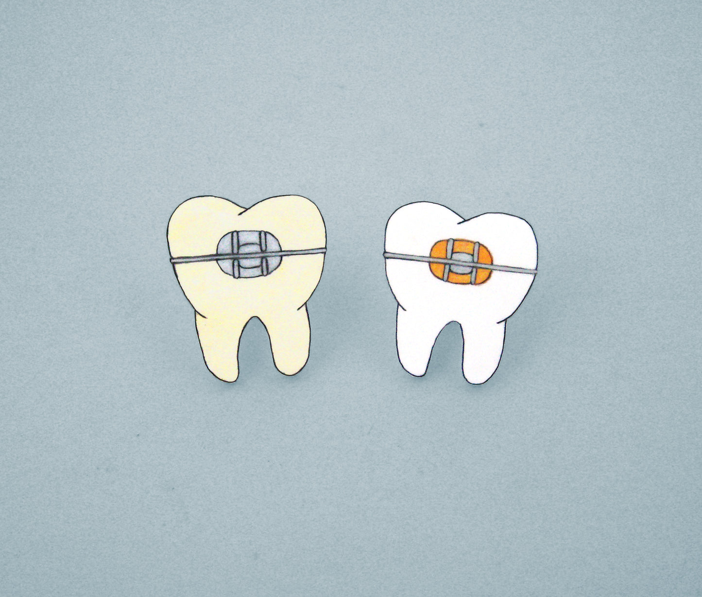 Braces Teeth Orthodontist Pin | Handmade Shrink Plastic Dental Jewelry