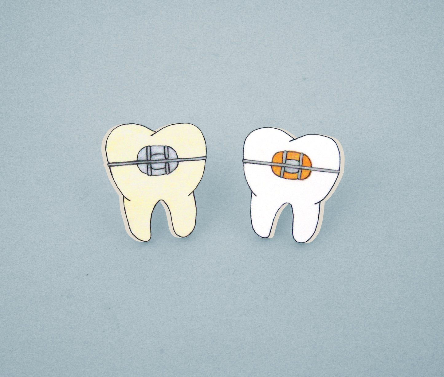 Braces Teeth Orthodontist Pin | Handmade Shrink Plastic Dental Jewelry