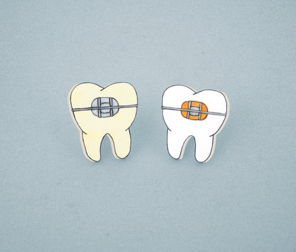 Braces Teeth Orthodontist Pin | Handmade Shrink Plastic Dental Jewelry