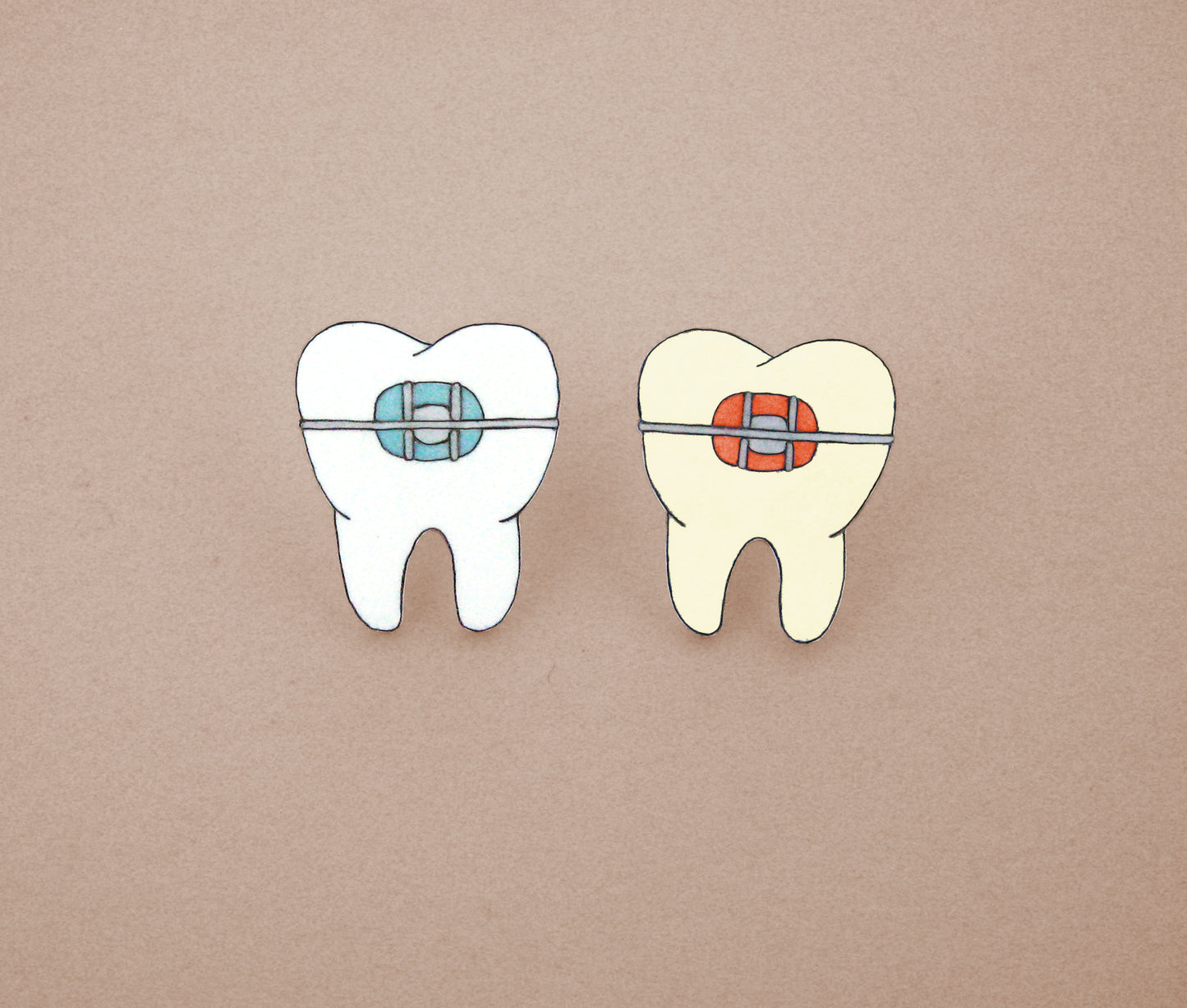 Braces Teeth Orthodontist Pin | Handmade Shrink Plastic Dental Jewelry