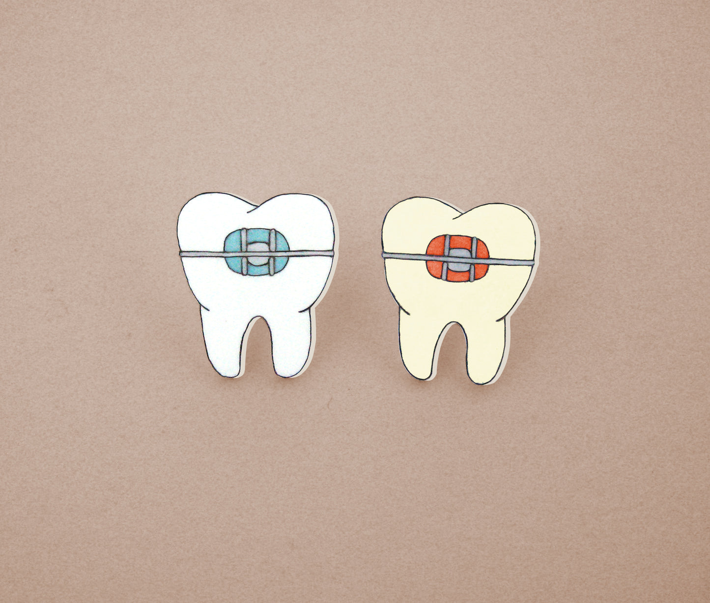 Braces Teeth Orthodontist Pin | Handmade Shrink Plastic Dental Jewelry