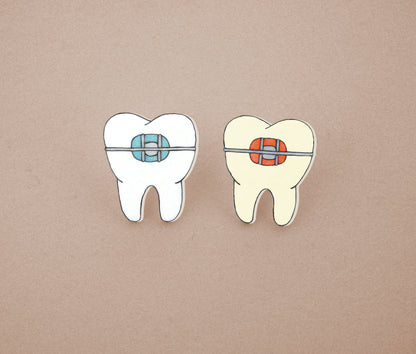 Braces Teeth Orthodontist Pin | Handmade Shrink Plastic Dental Jewelry