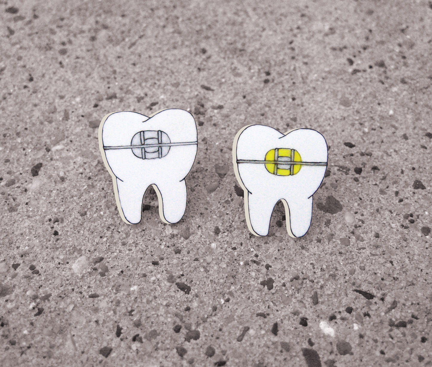 Braces Teeth Orthodontist Pin | Handmade Shrink Plastic Dental Jewelry