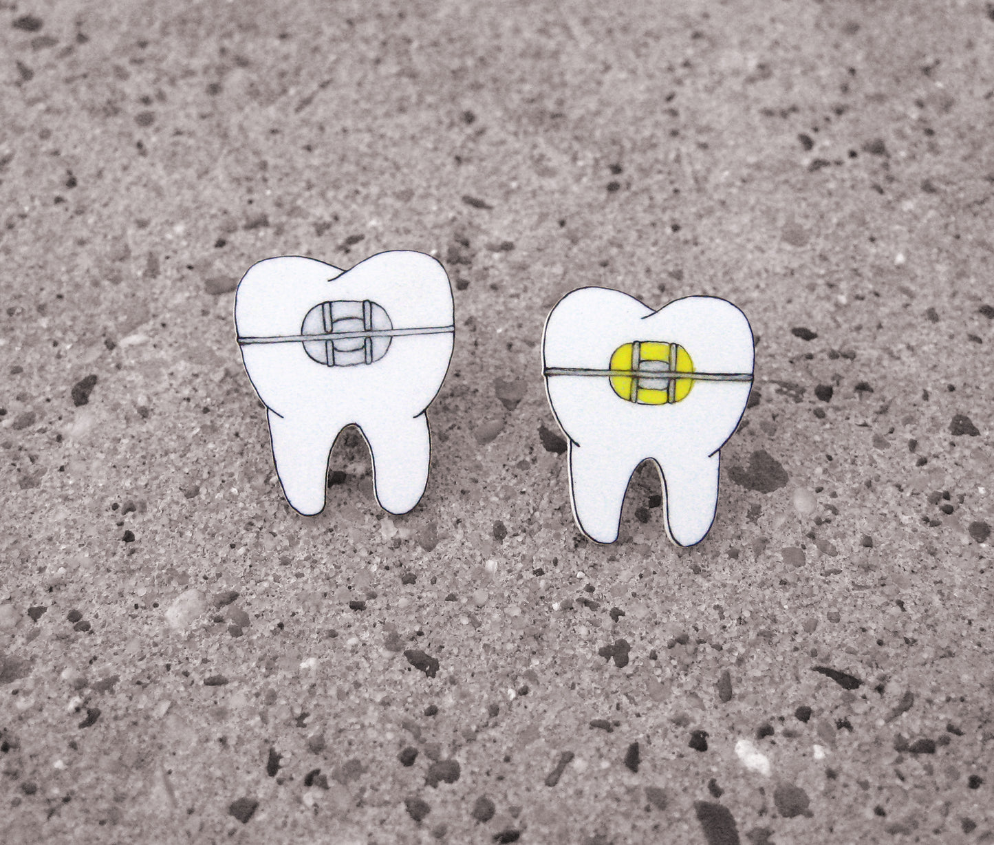 Braces Teeth Orthodontist Pin | Handmade Shrink Plastic Dental Jewelry