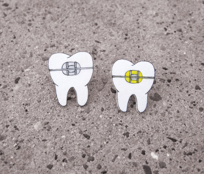 Braces Teeth Orthodontist Pin | Handmade Shrink Plastic Dental Jewelry