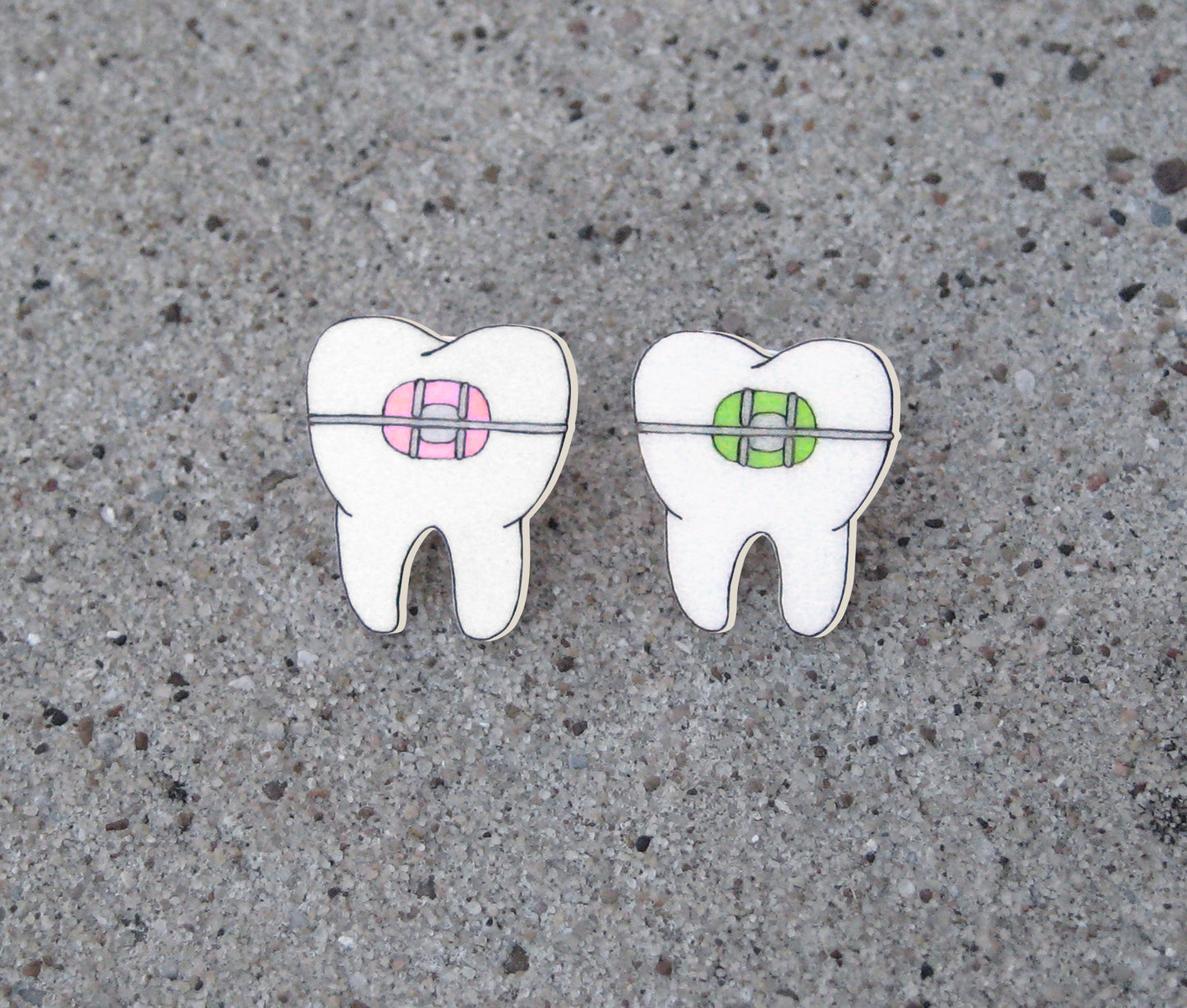 Braces Teeth Orthodontist Pin | Handmade Shrink Plastic Dental Jewelry