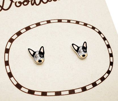 Tiny Blue Heeler Stud Earrings | Australian Cattle Dog Jewelry