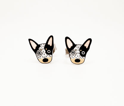 Tiny Blue Heeler Stud Earrings | Australian Cattle Dog Jewelry