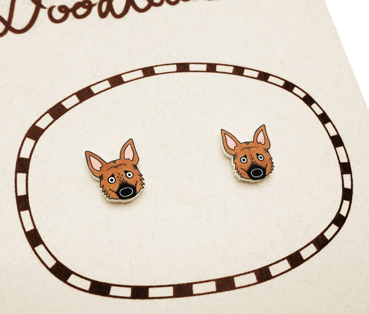 German Shepherd Stud Earrings