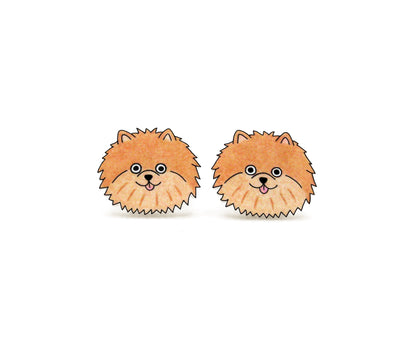Tiny Orange Pomeranian Stud Earrings | Hypoallergenic Dog Mom Gift