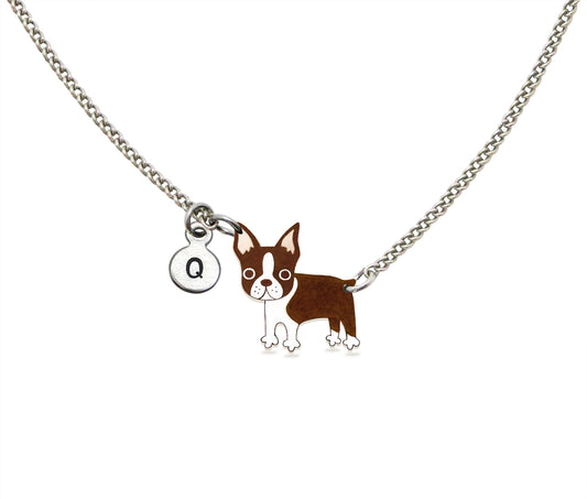 Tiny Brown Red Boston Terrier Necklace | Hypoallergenic Dog Lover Gift