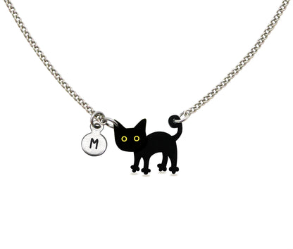 Tiny Black Cat Necklace | Hypoallergenic Halloween Witch Jewelry | Minimalist Cat