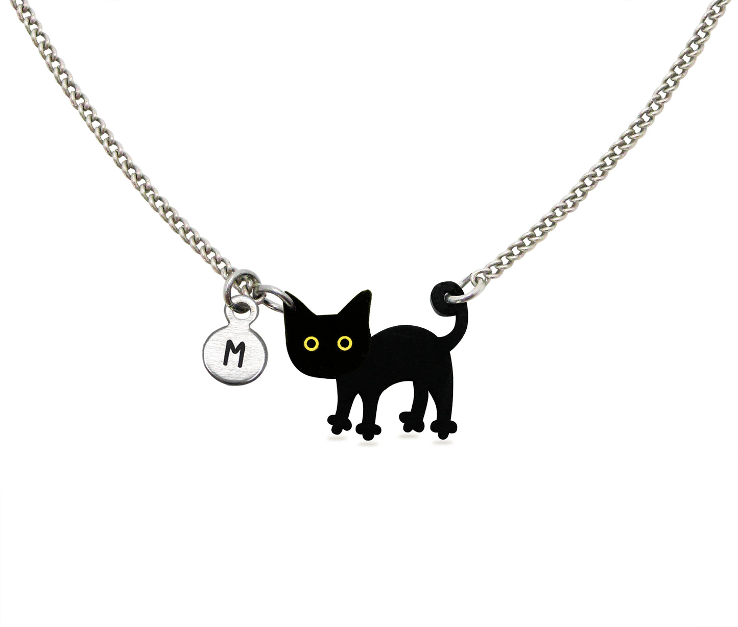 Tiny Black Cat Necklace | Hypoallergenic Halloween Witch Jewelry | Minimalist Cat