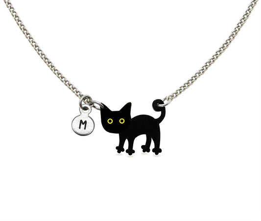 Tiny Black Cat Necklace | Hypoallergenic Halloween Witch Jewelry | Minimalist Cat