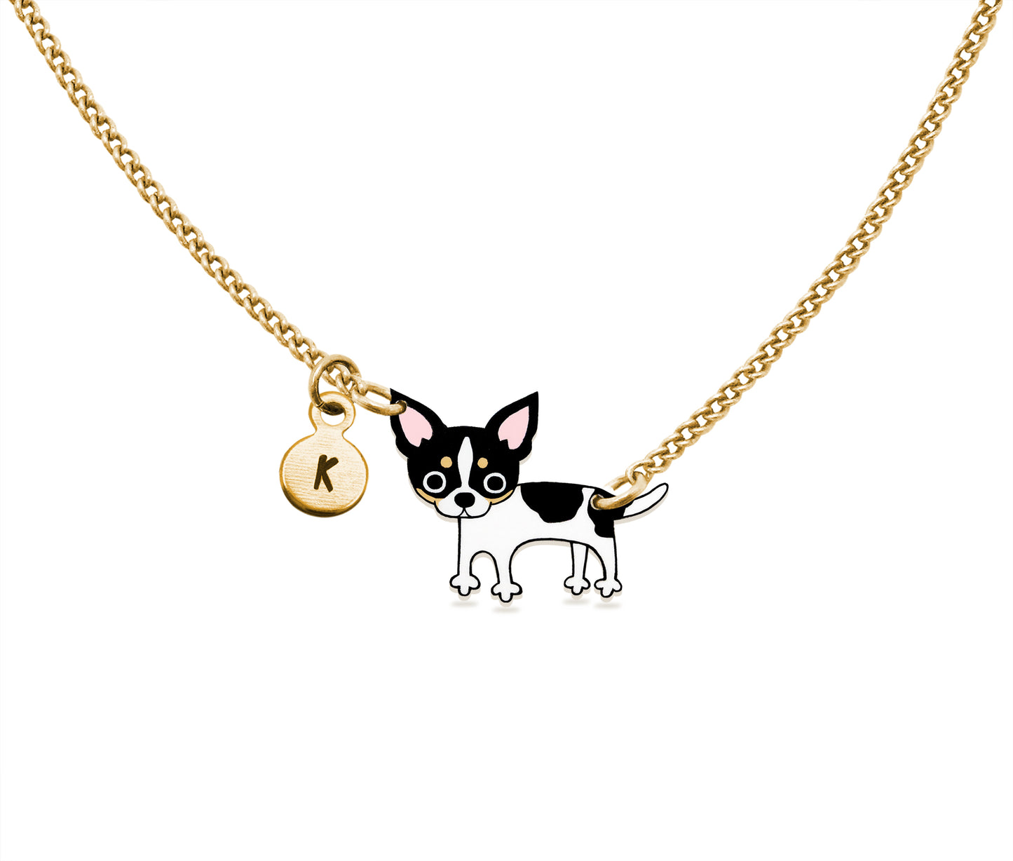 Tiny Tricolor Chihuahua Necklace | Hypoallergenic Dog Mom Jewelry