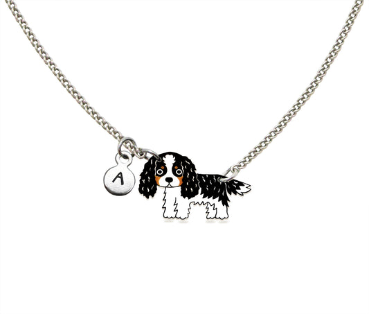 Tiny Tricolor Cavalier King Charles Spaniel Necklace | Hypoallergenic Dog Jewelry