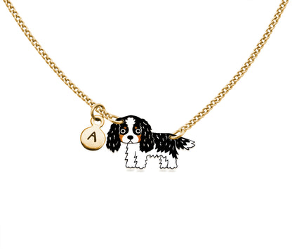 Tiny Tricolor Cavalier King Charles Spaniel Necklace | Hypoallergenic Dog Jewelry
