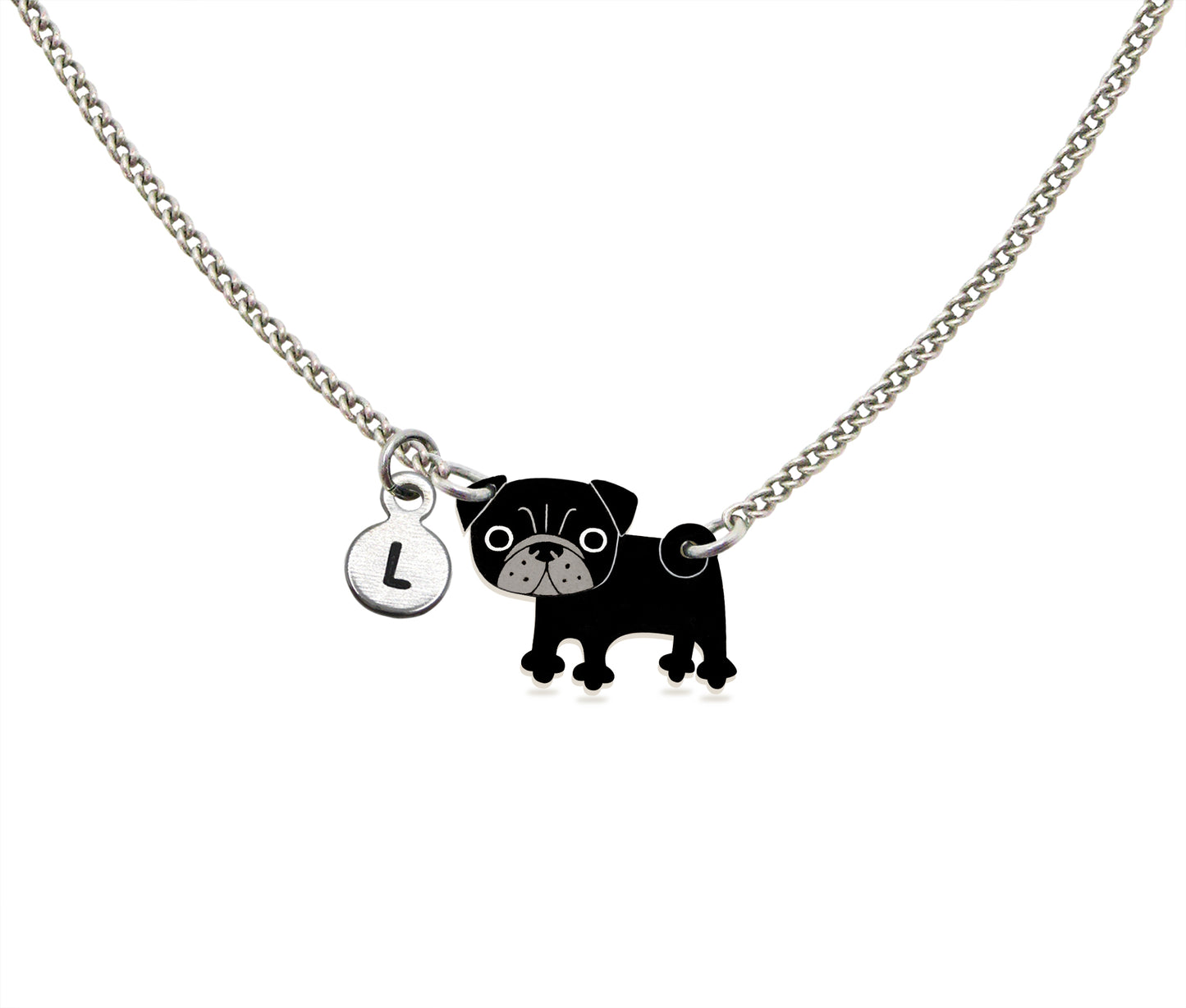 Tiny Black Pug Necklace | Hypoallergenic Pet Jewelry