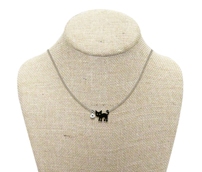 Tiny Black Cat Necklace | Hypoallergenic Halloween Witch Jewelry | Minimalist Cat