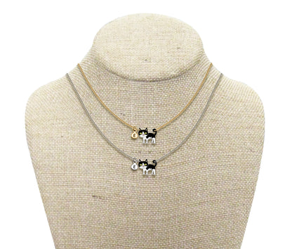 Tiny Black & White Tuxedo Cat Necklace #1 | Hypoallergenic Handmade Cat Jewelry