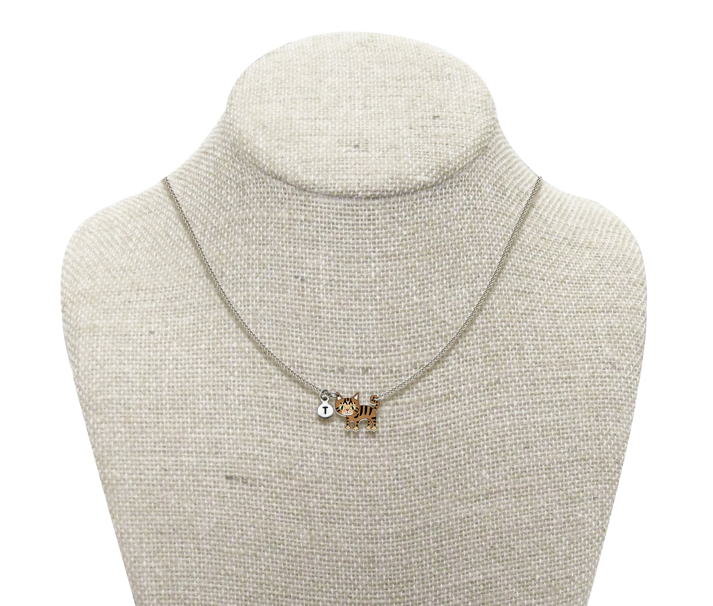 Tiny Brown Tabby Cat Necklace | Hypoallergenic Cat Lover Jewelry