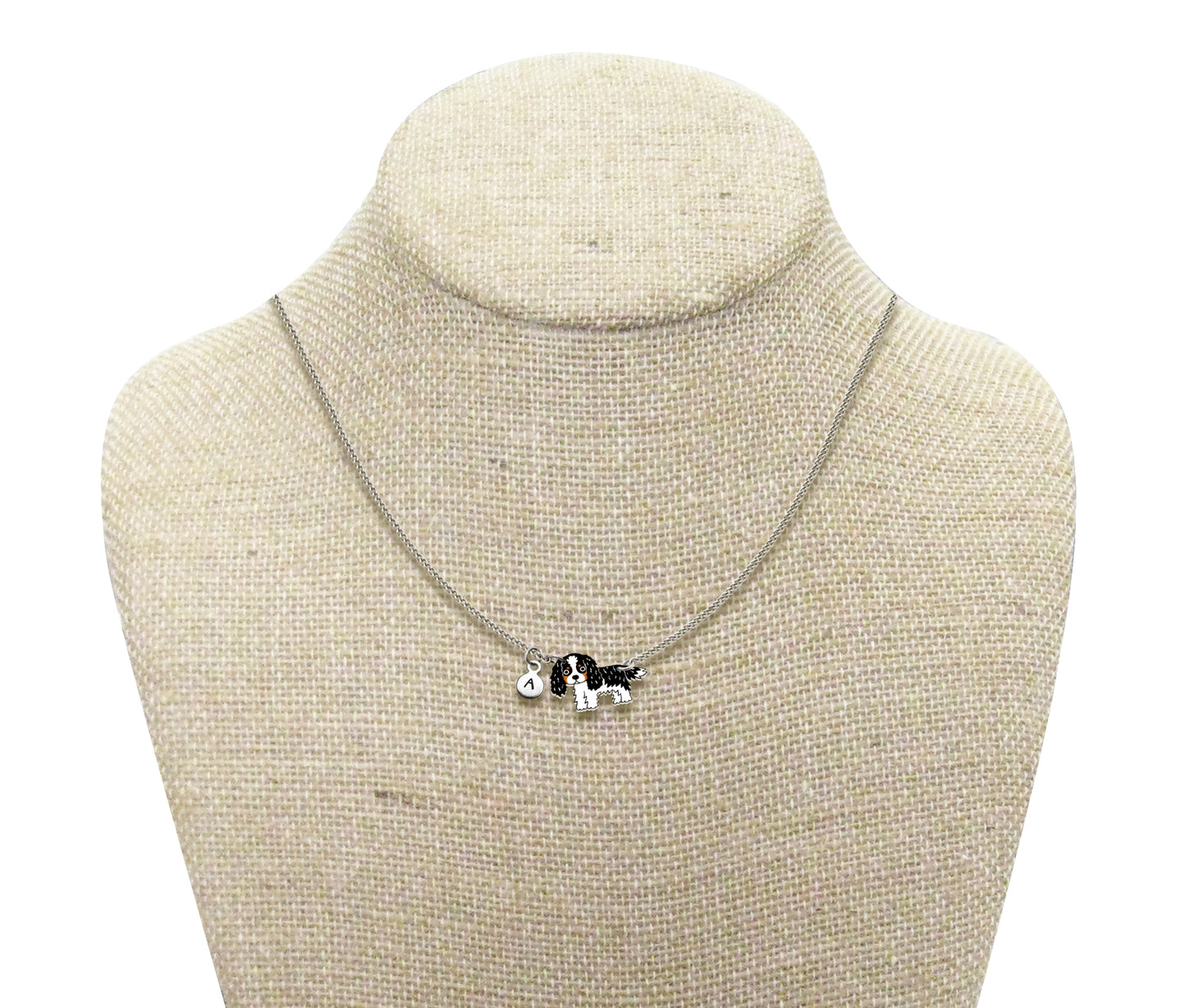 Tiny Tricolor Cavalier King Charles Spaniel Necklace | Hypoallergenic Dog Jewelry