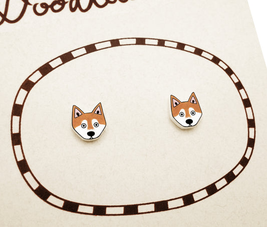 Tiny Red Shiba Inu Stud Earrings | Hypoallergenic Dog Jewelry