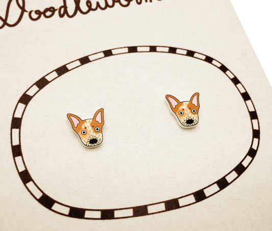 Tiny Red Heeler Stud Earrings | Australian Cattle Dog Jewelry