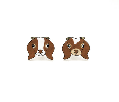Tiny Boer Goat Stud Earrings | Hypoallergenic Animal Lover Gift