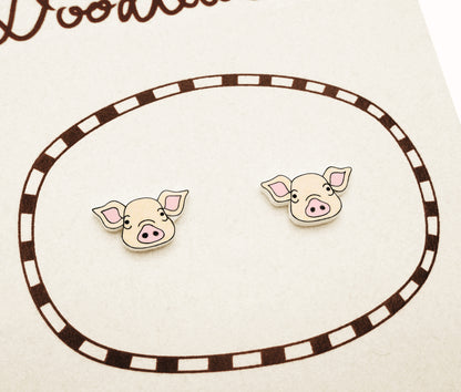 Tiny Pink Pig Stud Earrings | Hypoallergenic Farm Animal Lover Gift