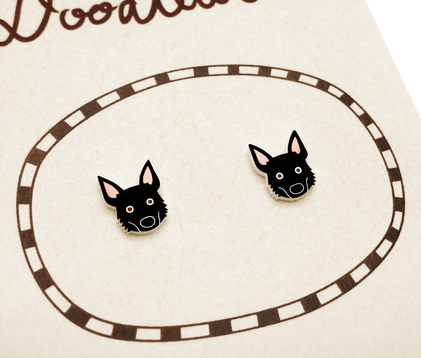 Tiny Black German Shepherd Stud Earrings | Hypoallergenic Pet Lover Gift