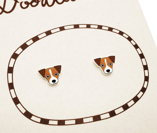 Tiny Jack Russell Terrier Stud Earrings #1 | Hypoallergenic Handmade Dog Mom Jewelry